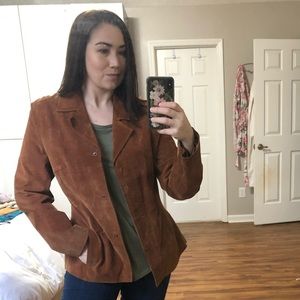 Authentic Suede Leather Jacket M Brown Blazer